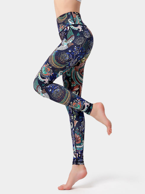 Printed High Waist Active Leggings - Odaingerous
